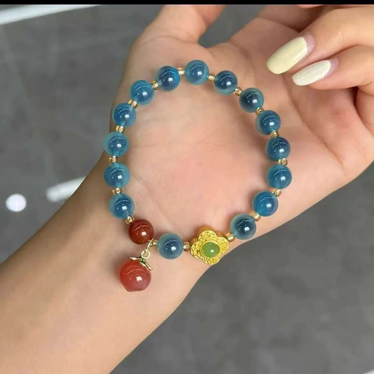 18k emas popular nilai tinggi gula hati agate gelang mewah penyesuaian