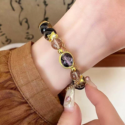 (18K emas) gelang dua warna hitam dan kuning Cina baru, gelang mewah, ringan, penampilan tinggi, manik reka bentuk yang halus dan unik