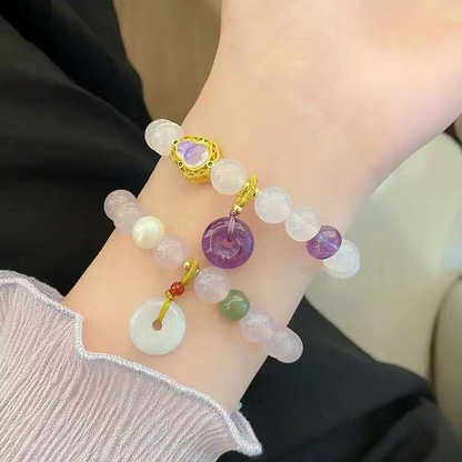 18k Emas Tersemat Zixia Fairy Super Manis Jarang Agate Ungu Gelang Laris Edisi Khas Dewi